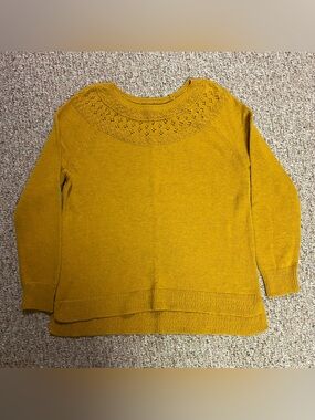 Sonoma Mustard Yellow Knit Sweater with Lace Yoke